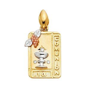14K Tri Color Gold Religious Communion Pendant
